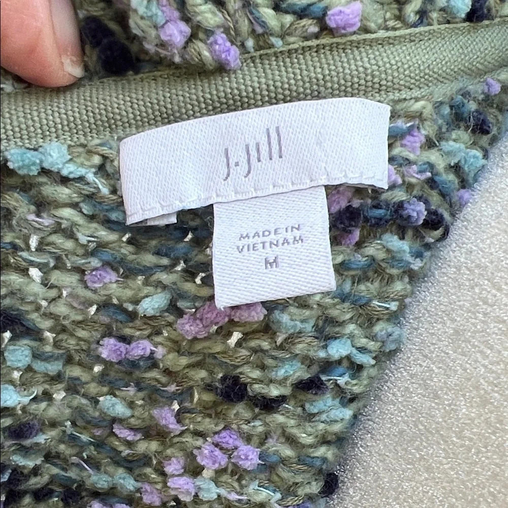 J. Jill Speckled Textured Cozy Knit Cardigan Timeless Minimalist Open Front